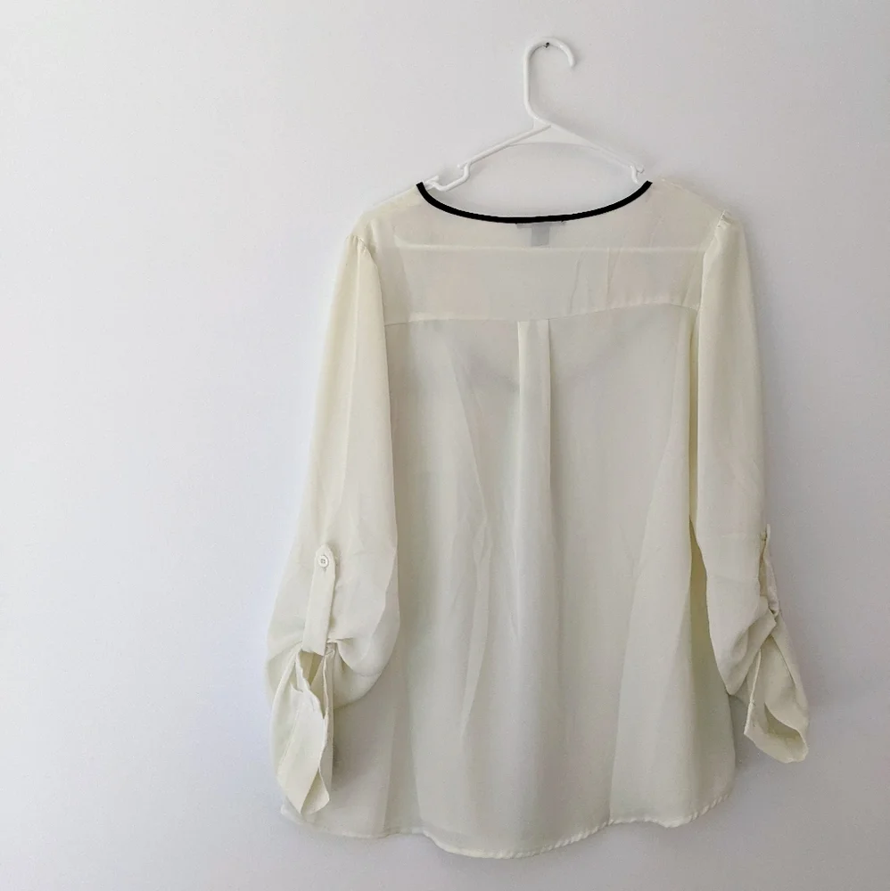 Forever 21 Sheer Work Top Off-White Office Blouse - Picture 2 of 4